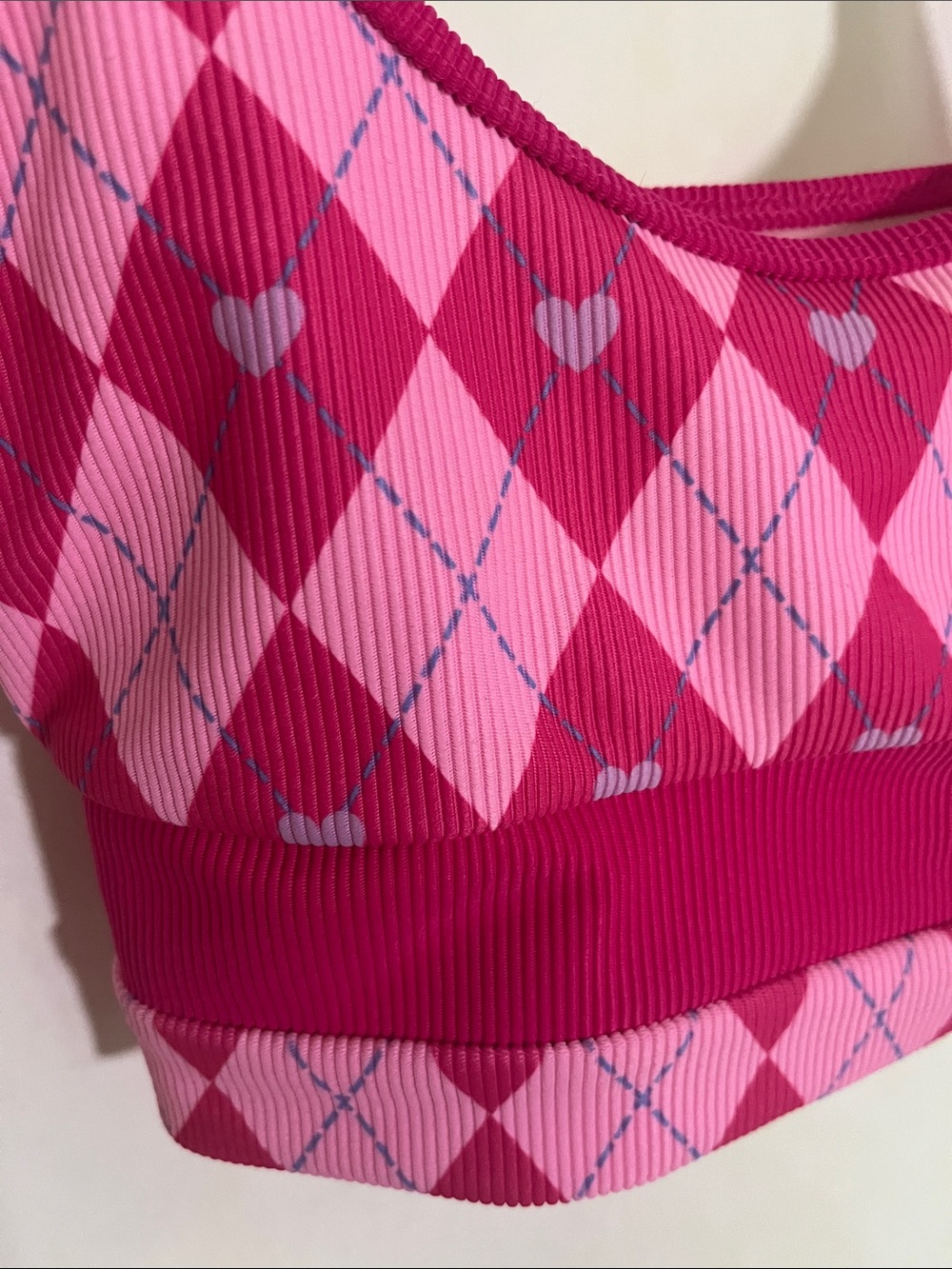 Pink Argyle bathing suit top - Picture 6 of 6